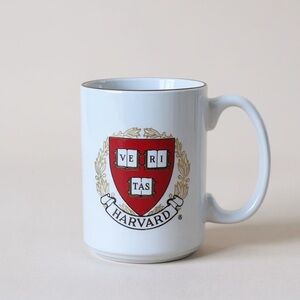 M Ware Harvard University Coffee Mug Veritas Crest Shield White Red Gold Laurel